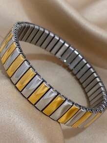1 Stück Mehrfarbiges elastisches Armband Edelstahl Armband für Frauen Silber Armreif für Alltag, Party, Hochzeit, Geburtstag, Schmuckgeschenke