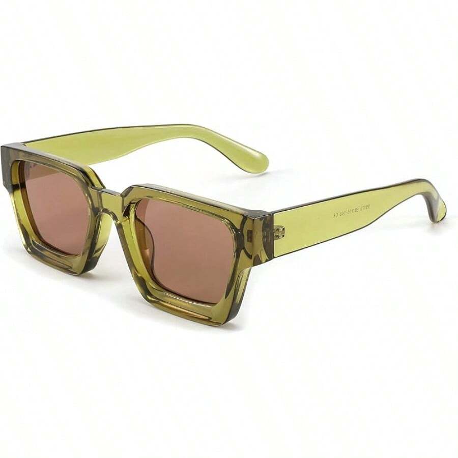FEISEDY cuadradas retro de los 90 para mujer Hombre Lentes de sol rectangulares de moda con protección UV400 B2385 - 003 Verde Transparente | Lente Té - Ver 1