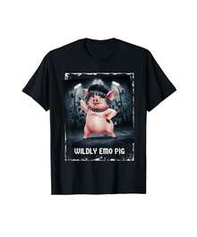 Emo Humor Animal Wildly Emo Pig T-Shirt Gift For Knitters Gift For Firefighter - màu đen - Xem 1