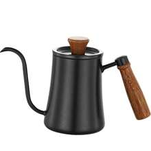 Individuelle Kaffee-Filterkanne mit langem Ausgusstülle und dünnem Mund, Zuhause Gebrauch, 304 Edelstahl verstärkt mit hängendem Ohr, Kaffee Utensilien mit Holzgriff, für Outdoor