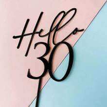 6个/3个/1个 18岁/30岁/40岁/50岁/60岁生日蛋糕装饰插牌，亚克力黑色生日快乐蛋糕装饰，礼品