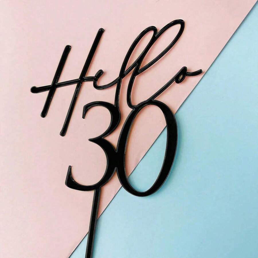 6个/3个/1个 18岁/30岁/40岁/50岁/60岁生日蛋糕装饰插牌，亚克力黑色生日快乐蛋糕装饰，礼品