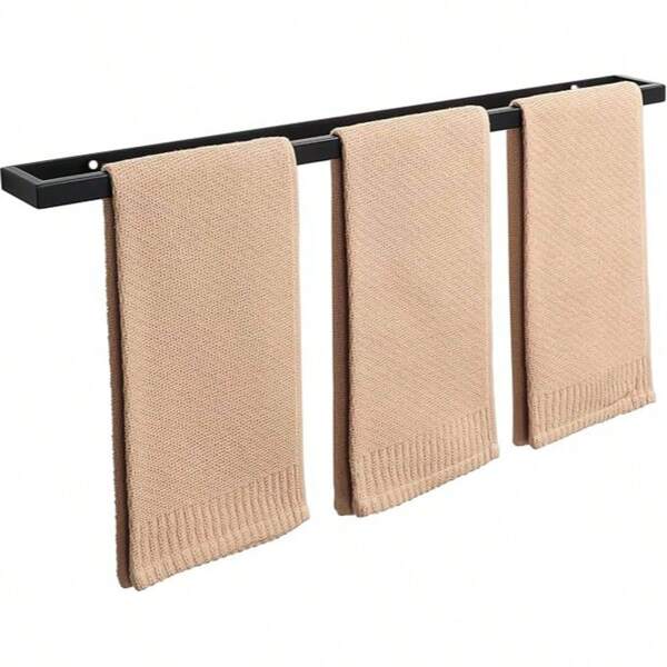 Black Metal Wall Mounted Towel Bar, Towel Holder For Bathroom And Toilet