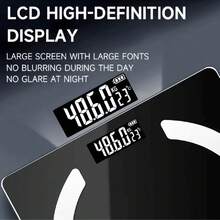 1pc Digital Bathroom Scale, Body Weight Scale, Glass Platform Can Measure Up To 400 Lbs, Large Backlit Display, Household Essential - Black - View 6
