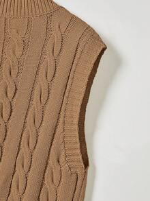 Men's V-Neck Knit Vest Sweater, Solid Color, Casual Daily Wear, Commuting - Camel - View 4
