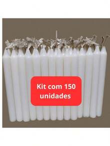 Kit 150 White Candles Sticks No. 2 (13 Cm X 1.2 Cm) Long Burning São Domingos - 150 - Xem 1