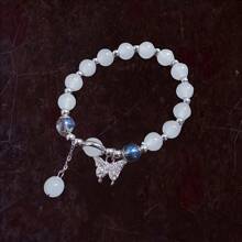 2 pièces - Bracelet pendant élégant en perles de verre en forme d'étoile - Bijou noble imitation œil de chat pour femmes, thème de fête transparent bleu, cadeau de la Saint-Valentin et de Noël, 15+, design exquis, artisanat exquis, accessoires de mode, bijoux pour adolescentes