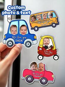 Customized Photo Refrigerator Sticker, Personalized Refrigerator Magnet, Customized Face Cartoon Sticker With Name, 3D Custom Photo Magnets, Save The Date Magnets For Kitchen Decor Souvenir, Wedding Favors - Multicolor - View 2