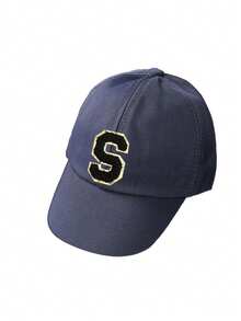 1pc Kids 26 Letter Embroidered Baseball Cap, Gold Thread Letter Design, Korean Style Snapback Hat, Sun Protection Cap For Boys & Girls, 1-3 Years Old - Navy Blue - View 9