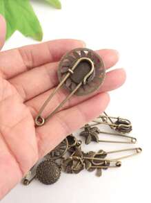 5/10/20pcs Assorted Vintage Style Alloy Brooch, For DIY Jewelry Making