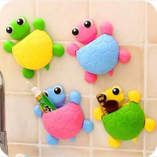 2pcs Animal Toothbrush Rack Turtle Strong Suction Cup Toothbrush Toothpaste Storage Shelf Bathroom Wall Mounted Toothbridge Seat PP+PVC Material Helps You Store Toothbrush Toothpaste Can Also Be Used For Makeup, Brushing, Tableware, Etc. Not Only Practical, But Also Decorates The Wall Space, Making Life Full Of Fun