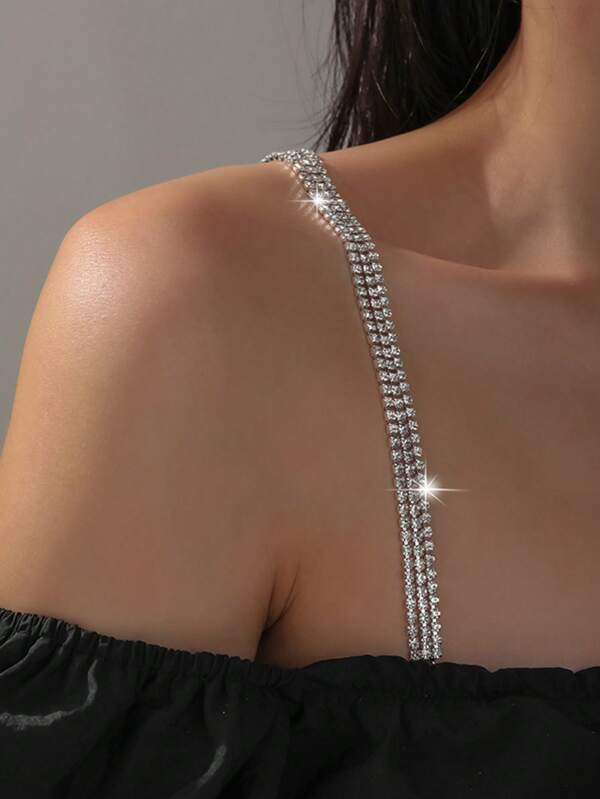 Accessori per abbigliamento da sposa, reggiseno con tre file di cristalli strass, regolabile, con spalline invisibili per abiti a spalle scoperte