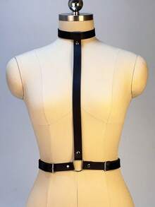 Bộ đồ lót da có dây đeo cho nữ, đồ lót gợi cảm có thể điều chỉnh, trang phục bondage quyến rũ, hoàn hảo cho đồ ngủ và những dịp đặc biệt. - màu đen - Xem 2
