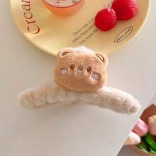 1pc Women's Plush Cartoon Hair Clip, Autumn And Winter Hair Claw For Updo Hairstyles, Cute Hair Accessory Fashion Hair Accessories Animal Claw Clips Fall For Vacation Outfits Woman - Brown Bear - View 10