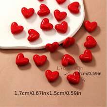 100 件/17 毫米 3D 亚克力心形珠 - 红色、黑色和多种颜色 - 光泽闪亮的活力心形工艺用品，适用于 DIY 珠宝制作、项链、耳环、手链、钥匙扣、手机挂件、吊坠 - 手工串珠、简约风格、耐用光滑质地 - 情人节、圣诞节、礼物、女士、手工艺人、时尚配饰、串珠套装、珠宝配件、工艺套件 - 彩色 - 查看 11