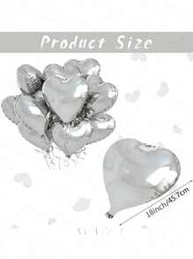 18-Inch Silver Love Aluminum Film Balloon, Suitable For Confession Decoration, Date Decoration, Wedding Decoration, Festival Decoration, Etc.