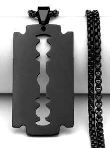 1 Peça Colar Longo de Aço Inoxidável para Homens e Mulheres, Cor Preta, Estilo Punk, Gótico, Steampunk, Grunge, Hip Hop, Joias de Colar