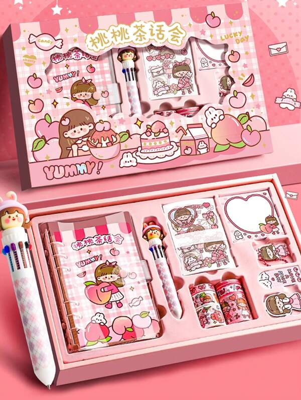 Journal Notebook Set Gift Box, Cute Girl Student Diary Planner, Birthday/Holiday Gift For Her School Supplies, Back To School