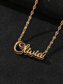 1 chiếc dây chuyền vàng 18K khắc tên cá nhân, mặt dây chuyền tên tùy chỉnh, trang sức tên tối giản, quà tặng cho nữ, kèm hộp quà sang trọng, có nhiều kiểu chữ và kiểu dây chuyền khác nhau để lựa chọn. - Vàng hai lớp - Xem 16
