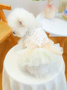 1pc Pet Dress, Dog/Cat Apparel, Stylish & Cute Outfit For Small Pets, Casual & Romantic Wedding Veil Themed Clothes