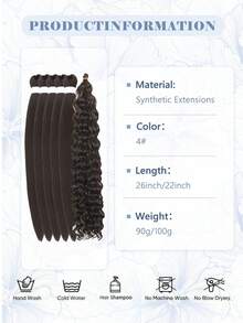 Lễ hội âm nhạc 26 inch 6 sợi tóc tổng hợp tóc dệt tổng hợp kéo dài trước màu đen nâu 613# sợi nhiệt độ thấp, chống cháy ở nhiệt độ thấp và tạo kiểu bằng nước nóng xoăn sóng tết phù hợp cho phụ nữ tiệc tùng hàng ngày - Nhiều màu - Xem 6