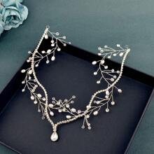 1pc Silver Hair Accessory For Women, Handmade Bridal Headpiece, Crown Hairstyle Decor Suitable For Wedding, Engagement, Party, Christmas