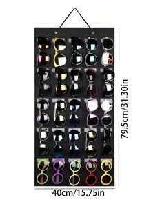 1 pezzo Borsa organizer per appendere gli occhiali da sole, supporto da appendere alla porta per occhiali da sole, occhiali e gioielli, espositore nero con 25 tasche, organizer salvaspazio per la casa