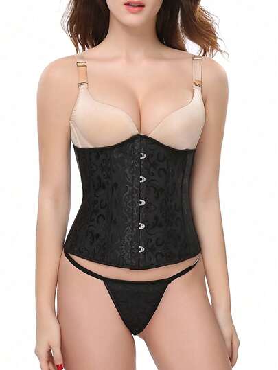 1 件黑色宫廷风格束腰带，带短裤，时尚束身衣腰带，弹性锦缎束腰带，适合女士