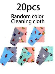 20pcs Kitchen Cleaning Cloth, Reusable Dishwashing Cellulose Sponge Cloth With Strong Water Absorption, Coral Velvet Cleaning Rag, Quick-Dry Towel For Kitchen Cleaning