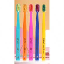 5支/盒糖果色软毛牙刷，高密度成人抗菌牙齿护理牙刷，不同颜色，独立包装