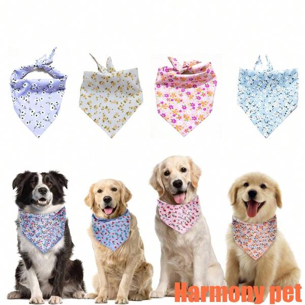 Adjustable Pet Scarf - A Cool And Thin Pet Triangle Scarf, Suitable For All Seasons , Cat Scarves, Dog Scarves, Pet Triangle Scarves, Dog Drool Scarf,Cat Drool Scarf,Dog Triangle Scarf,Pet Clothing, Dog Clothing, Cat Clothing(Comfortable,Breathable,Floral,Fragments, Fresh ,Cute)