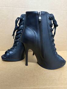 Platform Dance Heels 11cm Super Stable High Heels Indoor Outdoor Rubber Sole Leather Professional Dance Booties For Heels Class - Black 11cm - View 11