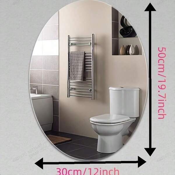 Espejo ovalado montado en la pared de 11.81 pulgadas * 19.68 pulgadas * 2 mm para uso doméstico, espejo de pie para vestidor, espejo de vestir montado en la pared autoadhesivo sin taladro para probarse el Body completo, parche de espejo de pared para decoración de habitación, decoración de pared, pegatina de pared, espejo personalizado, espejo para habitación, decoración del hogar, decoración del baño, decoración de la sala de estar