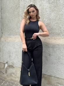 Jeta Ari Maillard modische Pendler-Damenhose mit Tasche, locker geschnitten, gerade