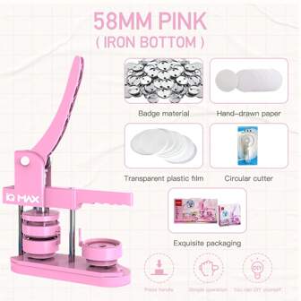 Button Maker Machine 58mm - (3rd Gen) Installation-Free 58mm(2.25in) DIY Pin Badge Button Maker Press Machine Badge Punch Press With Free 100pcs Button Parts&Pictures&Circle Cutter