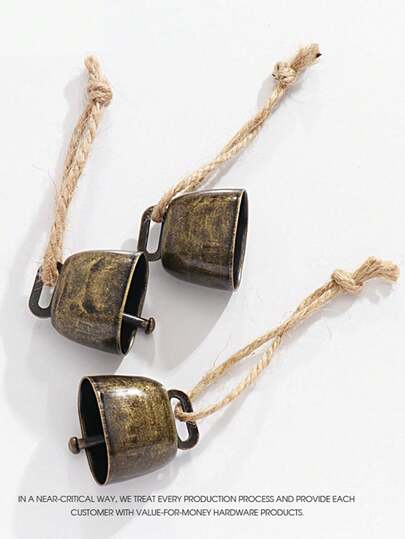 6 piezas de cencerros en racimo con cuerda, grandes campanas rústicas y vintage para vacas afortunadas en cuerda para colgar en la pared, decoraciones navideñas para el hogar, regalos navideños, decoración navideña