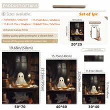 1 件，帆布墙艺术，带框墙艺术，复古书筒阅读鬼魂，万圣节装饰，万圣节海报，万圣节阅读鬼魂，恐怖艺术用于家居装饰办公室装饰浴室装饰客厅装饰卧室装饰，房间装饰，宿舍装饰，卧室装饰，图书馆装饰，学校装饰，返校季万圣节装饰