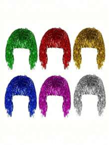 1pc Metallic Foil Wig, Colorful Tinsel Wig Hat, Disco Masquerade Wig, Funny Party Hat, Foil Tinsel Wigs Costume Cosplay Funny Shiny Hat Metallic Hair Accessories,Suitable For Costume Ball, Engagement, Prom, Shiny Party Wig, Metal Clothing, Role-Playing Props, Ideal For Birthday Party, Family Reunion, Disco Hairpiece - Multicolor - View 10