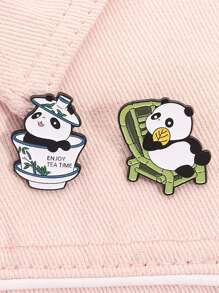 2 Stücke Enten beißen Capybara Panda Emaille Anstecknadeln, kundenspezifische Piranha Großmaul Blumen Broschen, Kragen Abzeichen, Kleidung Tier Schmuck Geschenk für Freunde