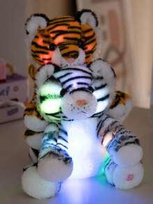 发光老虎毛绒玩具 - 柔软发光填充动物，黑白或棕白相间，20厘米/7.87英寸 - 送给老虎爱好者和收藏家的完美礼物，装饰性毛绒玩具 | 鲜艳的条纹设计 | 柔软涤纶，毛绒玩具 - 彩色 - 查看 2