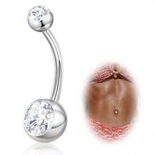 Bauchnabelpiercing, 14G Bauchnabelpiercing 14mm 12mm 10mm 8mm kurz lang Bauchnabelring mit kubischen Zirkoniasteinen, Bauchnabelpiercing Schmuck für Frauen und Männer