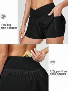 Back To School  Ewedoos Athletic Shorts For Women Flowy Running Shorts For Women High Waisted Butterfly Preppy Clothes Skorts For Woman - 黑色 - 查看 3