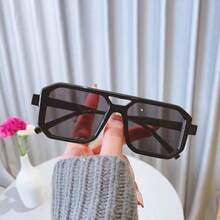 1 件女士复古双框方形眼镜，遮挡阳光眼镜，适合旅行、沙滩配饰