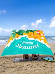 1pc Festive Printed Canopy, Outdoor Patio/Garden Sun Shade, Beach/Camping Shelter, Extra Large Size, Digital Printing Pattern, Washable & Fade Resistant, (Poles Not Included), Ropes Provided
