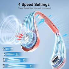 Neck Fan, Hands Bladeless Neck Fans Portable Rechargeable, 6000 MAh Battery Operated Wearable Personal Fan, Cooling Neck Fan, 3 Speeds, USB Fan Gifts Men, Women, Travel, Outdoor - 紅色 - 查看 4
