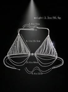 1pc Sexy Glitter Top Chain Fashion Fringes Rhinestone Body Chain, Summer Beach Bikini Nightclub Accessory