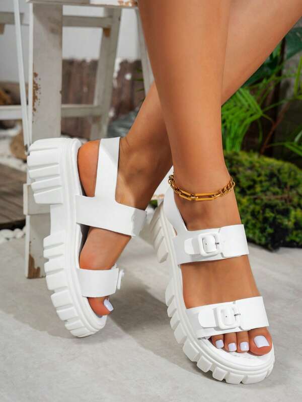 Sandalias casuales cómodas con suela gruesa para niña, versátiles para uso diario con suela suave y correa, sandalias casuales cómodas [Corren un tamaño talla grande pequeño]