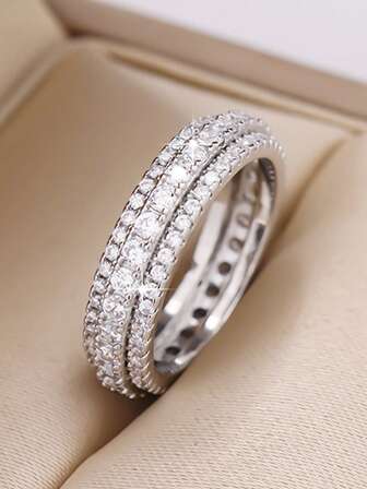 1pc Glamorous Women's Fashion Wedding Jewelry Ring, Romantic Bride Engagement Marriage Anniversary Christmas Birthday Party Gift, Size 6-10#