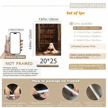 1 件，帆布墙艺术，带框墙艺术，复古书筒阅读鬼魂，万圣节装饰，万圣节海报，万圣节阅读鬼魂，恐怖艺术用于家居装饰办公室装饰浴室装饰客厅装饰卧室装饰，房间装饰，宿舍装饰，卧室装饰，图书馆装饰，学校装饰，返校季万圣节装饰