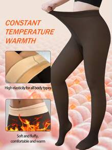 1pc 220g Women's Autumn And Winter Warm Silk Stockings, Black Long Socks Tight Pants, Bare Leg Artifact, Sexy And Cold Resistant Leggings For Business And Work In Winter, With Thick Fleece Pantyhose (Suitable For -20 ° C)